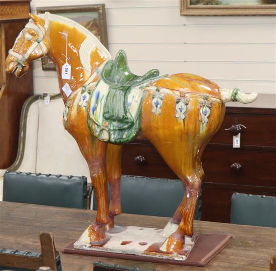 A large Chinese Tang style sancai model of a horse height 80cm